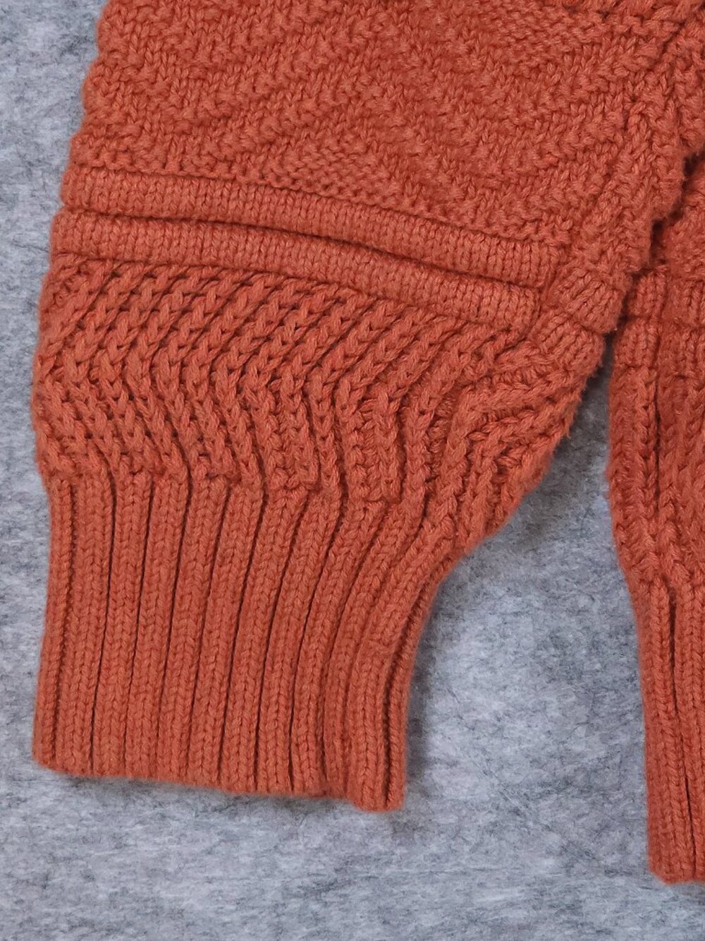 Pendleton XL Chunky Knit Cotton Cashmere Sweater Orange Cabincore Chevron Fall - Picture 6 of 10